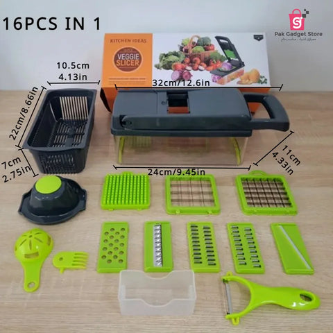 16-in-1 Premium High Quality Multi function Vegetable Cutter & Fruit Slicer